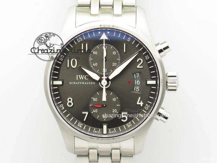 MIROTIME 0204 Cozy Pilot Chrono SS IW387802 V6F 1:1 Best Edition On Brown Leather Strap A 7323